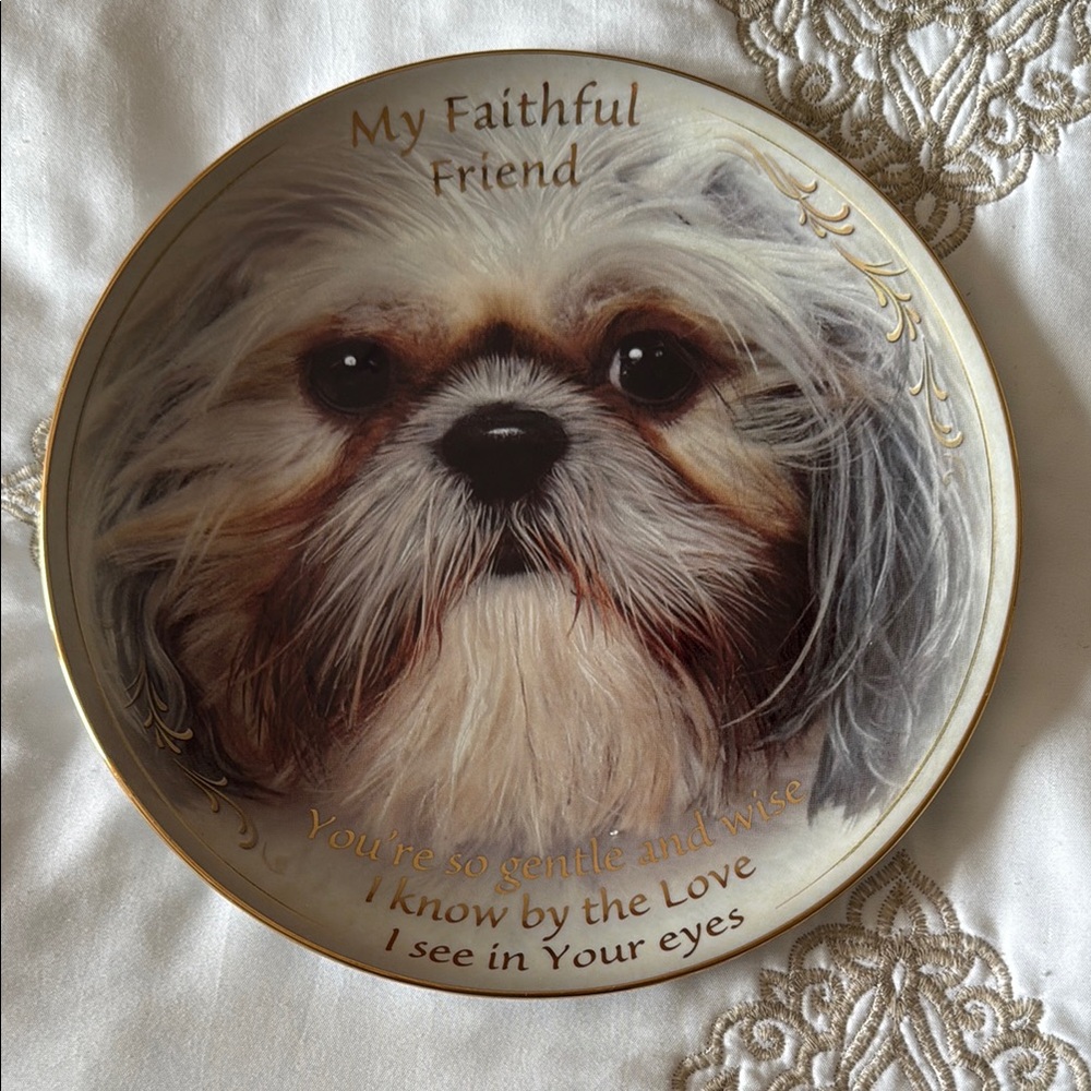 My Faithful Friend “the love in eyes decorative  Dog Decor. Plate w gold trim